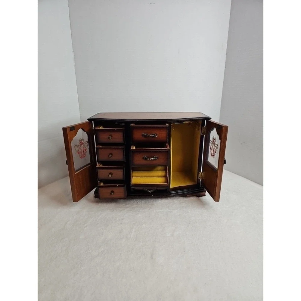 Vintage Wooden Jewelry Box Cabinet